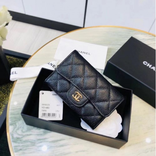 *Superior* Chanel Caviar Quilted Flap Card Holder Wallet