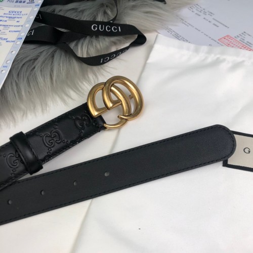 Gucci GG Marmont Stamped Leather Belt