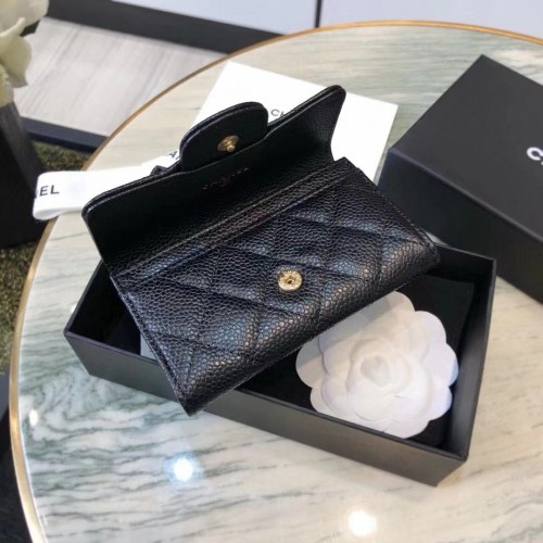 *Superior* Chanel Caviar Quilted Flap Card Holder Wallet