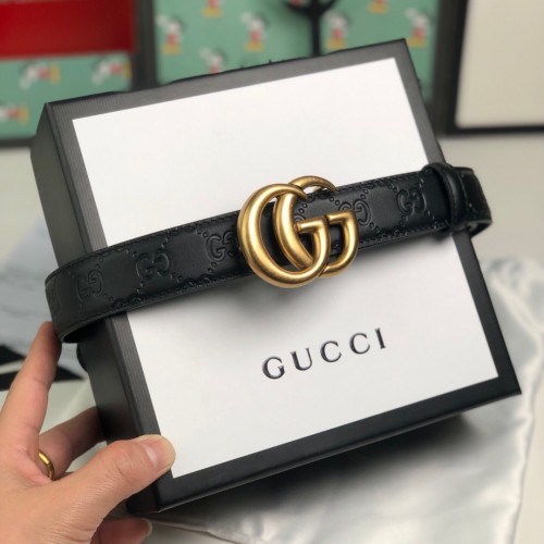 Gucci GG Marmont Stamped Leather Belt