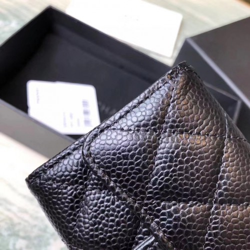 *Superior* Chanel Caviar Quilted Flap Card Holder Wallet