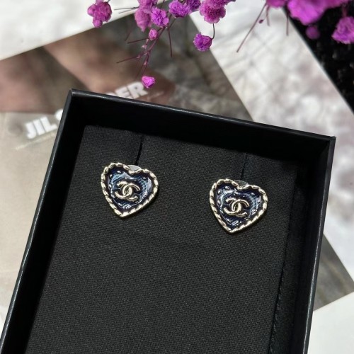 Chanel CC 24P Heart Stud Earrings