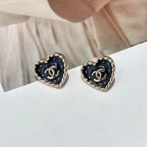 Chanel CC 24P Heart Stud Earrings