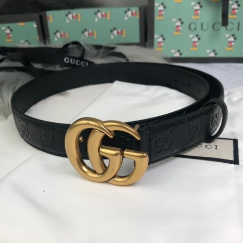 Gucci GG Marmont Stamped Leather Belt