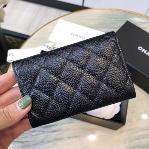 *Superior* Chanel Caviar Quilted Flap Card Holder Wallet