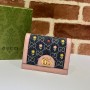 Gucci GG Flower Pattern Card Case Pink Wallet