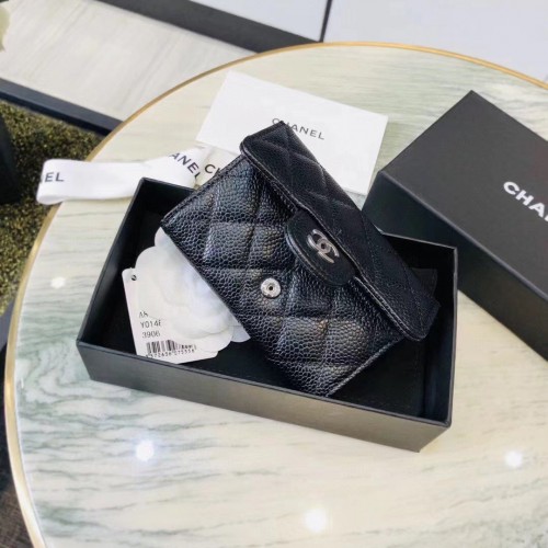 *Superior* Chanel Caviar Quilted Flap Card Holder Wallet