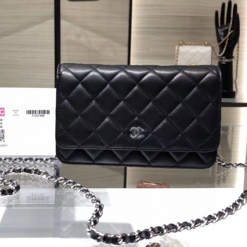 *Superior* Chanel Black Lambskin Wallet On Chain