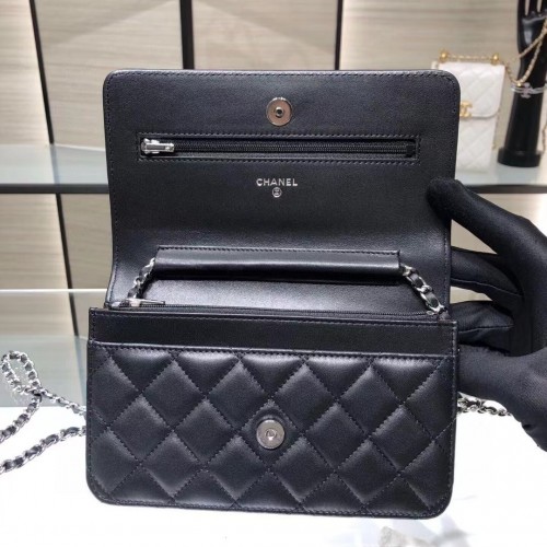 *Superior* Chanel Black Lambskin Wallet On Chain