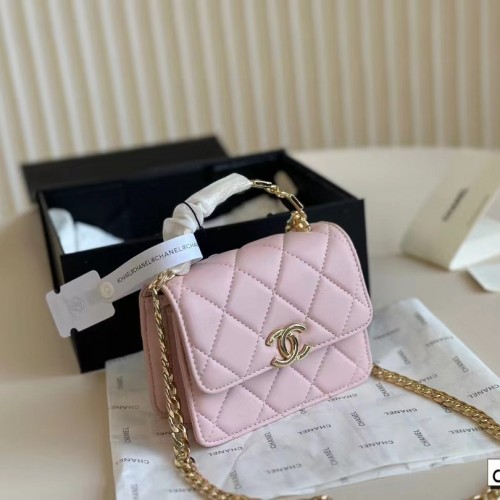 *Sale* Chanel Mini Flap Bag with Top Handle - Pink