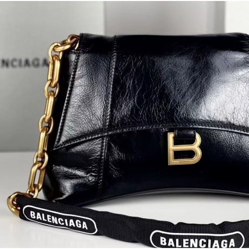 Balenciaga Downtown Small Shoulder Bag With Chain in Black