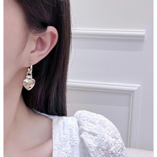 Chanel Heart Shape Pendant Earrings