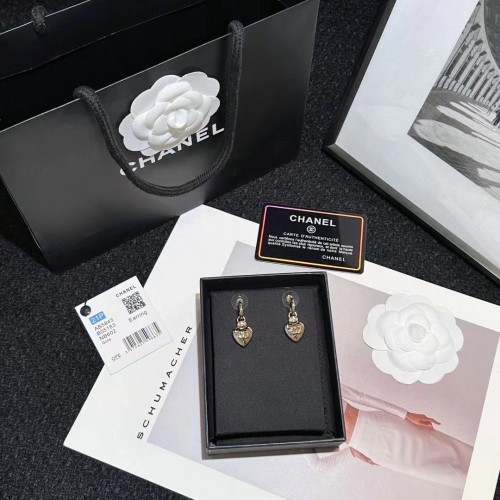 Chanel Heart Shape Pendant Earrings