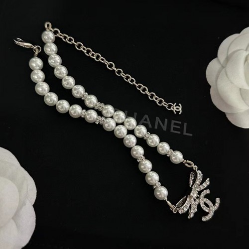 Chanel Crystal Bow Pearl Necklace