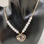 Chanel Heart Shape Enamel Pearl Necklace