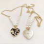 Chanel Heart Shape Enamel Pearl Necklace