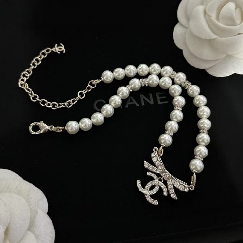 Chanel Crystal Bow Pearl Necklace