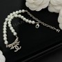 Chanel Crystal Bow Pearl Necklace